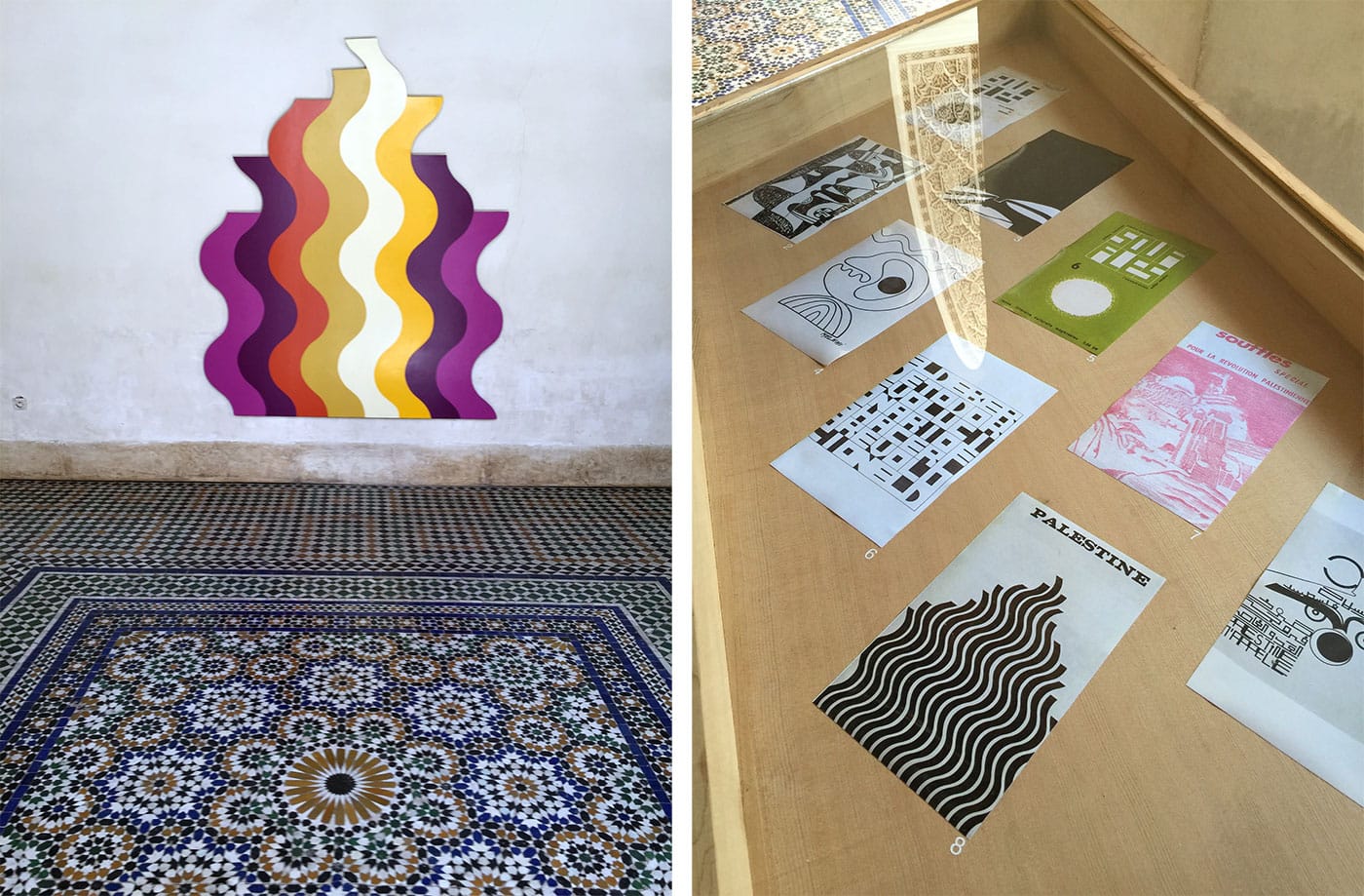 The flame-like image by Mohammed Melehi has many layers of meaning.