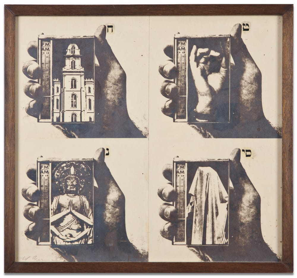 Wallace Berman, "Untitled (A1-Astronaut)" (1974), 4-part verifax collage, 14 x 13 inches (via kohngallery.com)