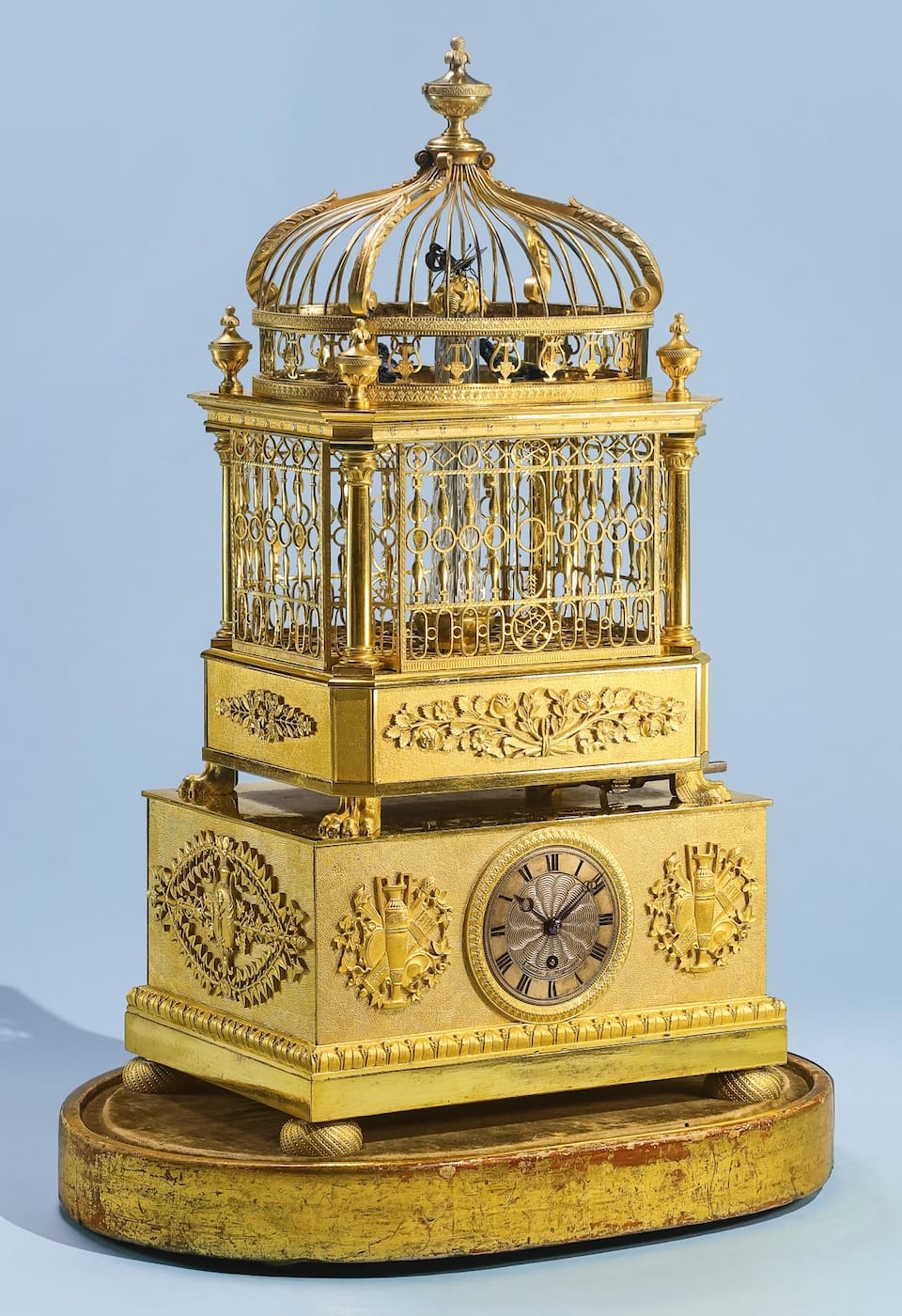 The three tune musical automaton bird cage clock by Bautte & Moynier (Geneva, 1825-30) (courtesy Sotheby's)