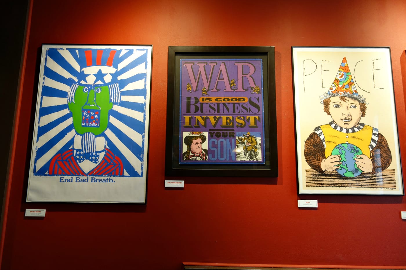 'Seymour Chwast on War' at the Society of Illustrators (photo by the author for Hyperallergic)