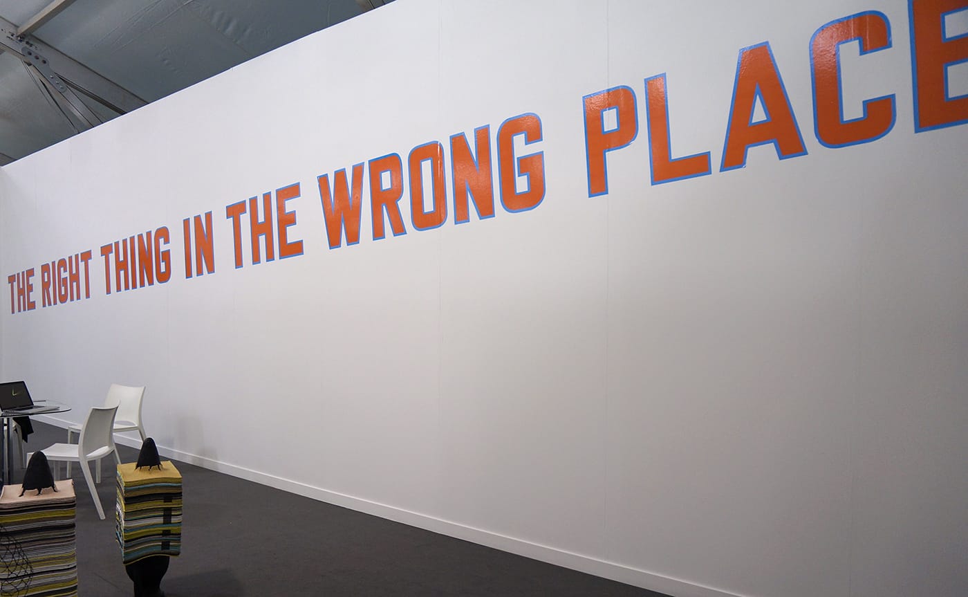 Lawrence Weiner, "THE RIGHT THING IN THE WRONG PLACE" (2016) at Alfonso Artiaco