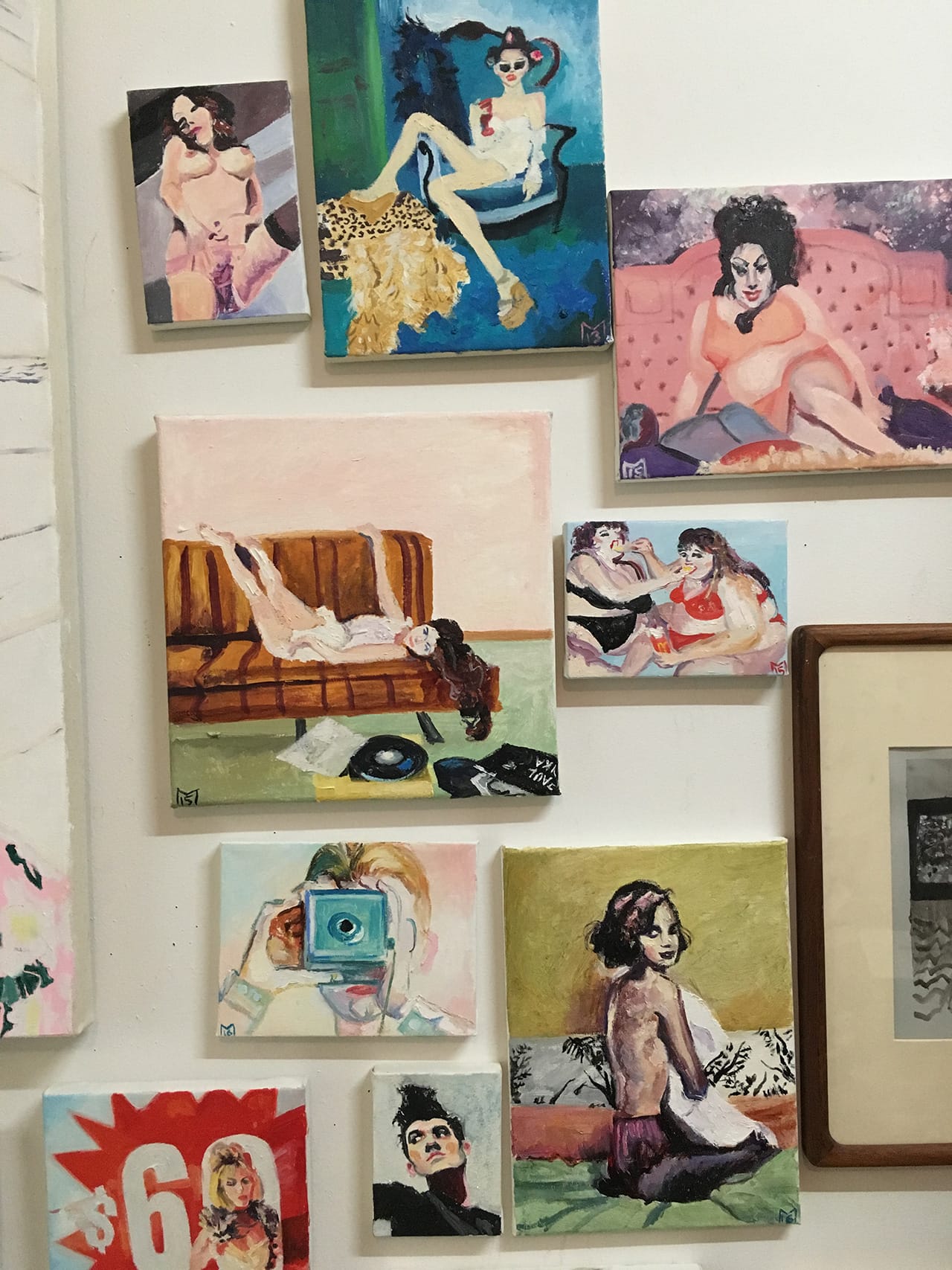 One of Heather Morgan's walls of her paintings