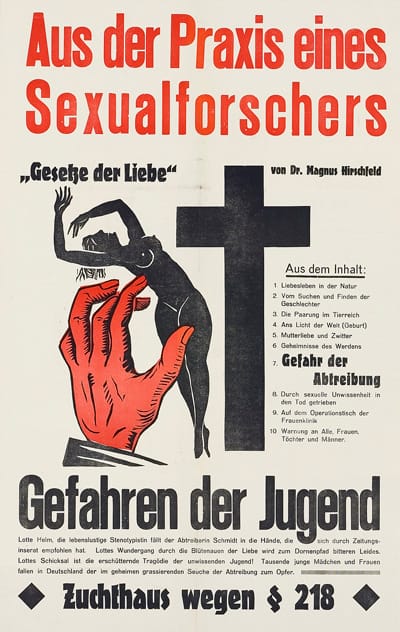 Filmposter for Hirschfeld's "Gesetze der Liebe" (The rules/laws of love), 1927