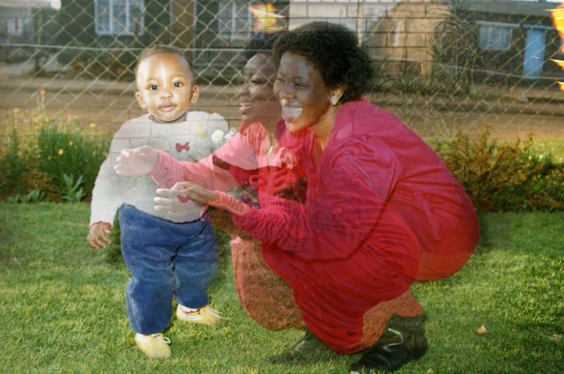 Lebohang Kganye, "sSetshwantso le ngwanaka II" (2012), at Afronova's booth (image courtesy Afronova)