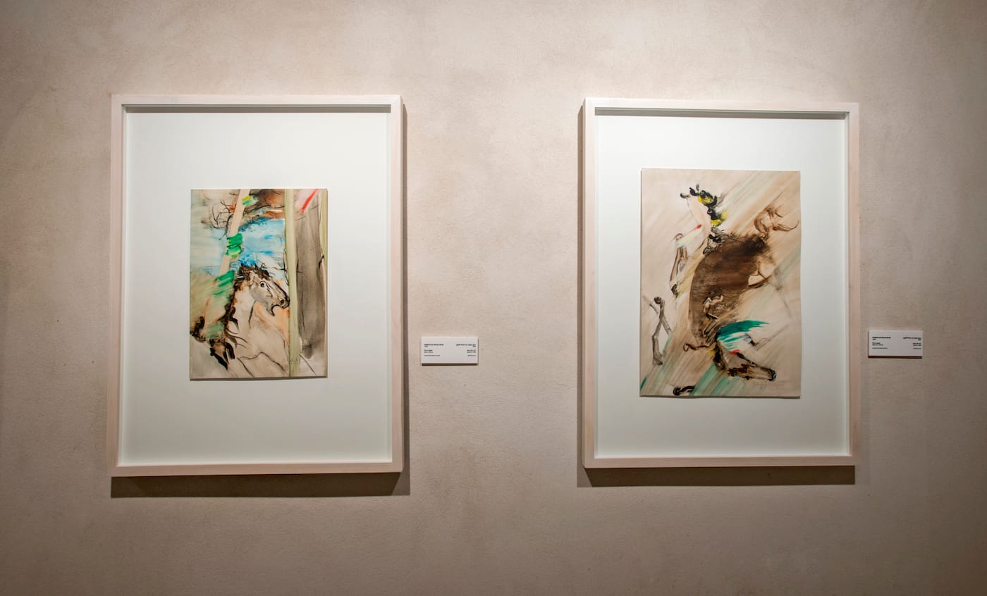 Farideh Lashai, works from the 'Horses' series (1989), oil on paper (courtesy of the estate of the artist, image courtesy of Sharjah Art Foundation)