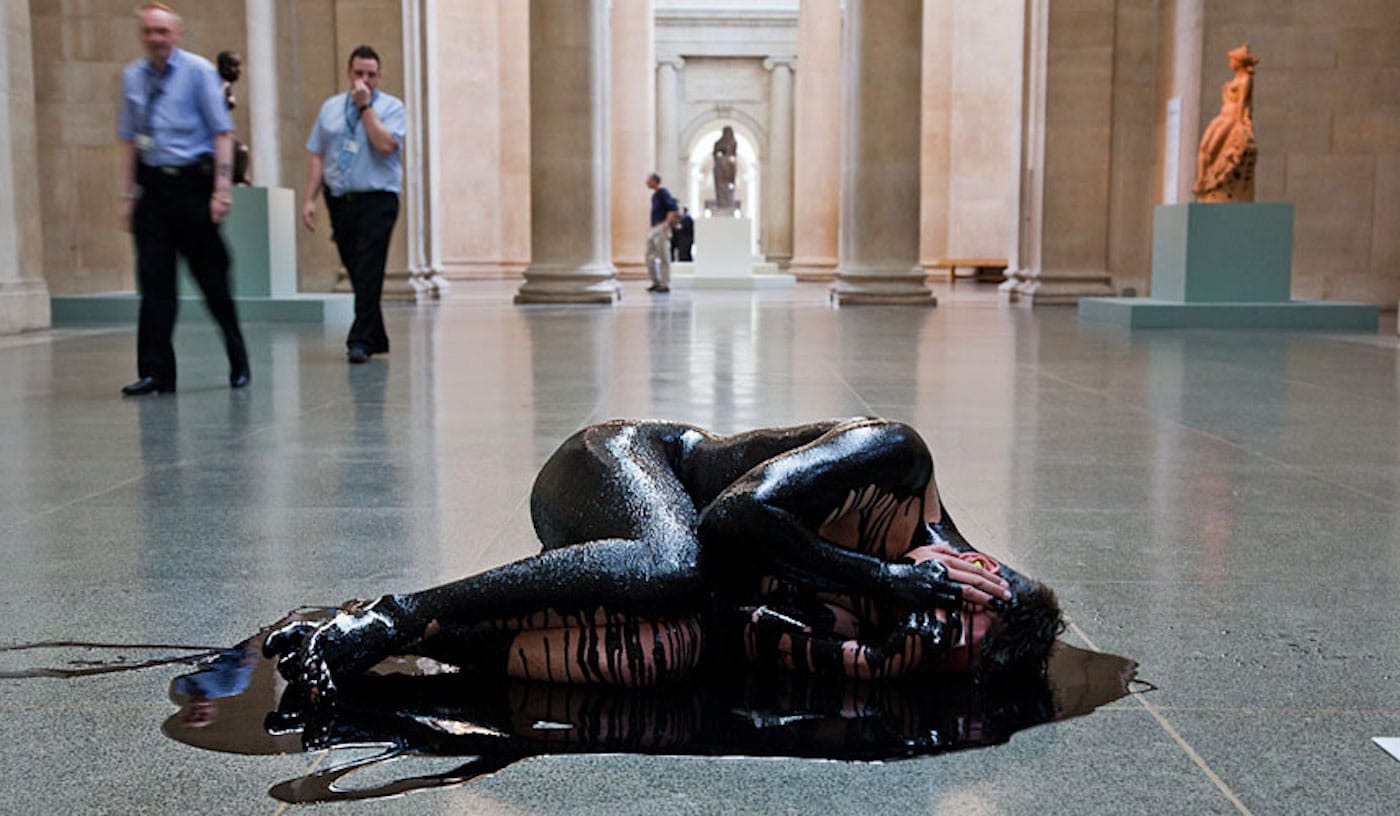 Liberate Tate's "Human Cost'," performed in Tate Britain on the first anniversary of BP's Deepwater Horizon spill in April 2011 (photo by Amy Scaife)