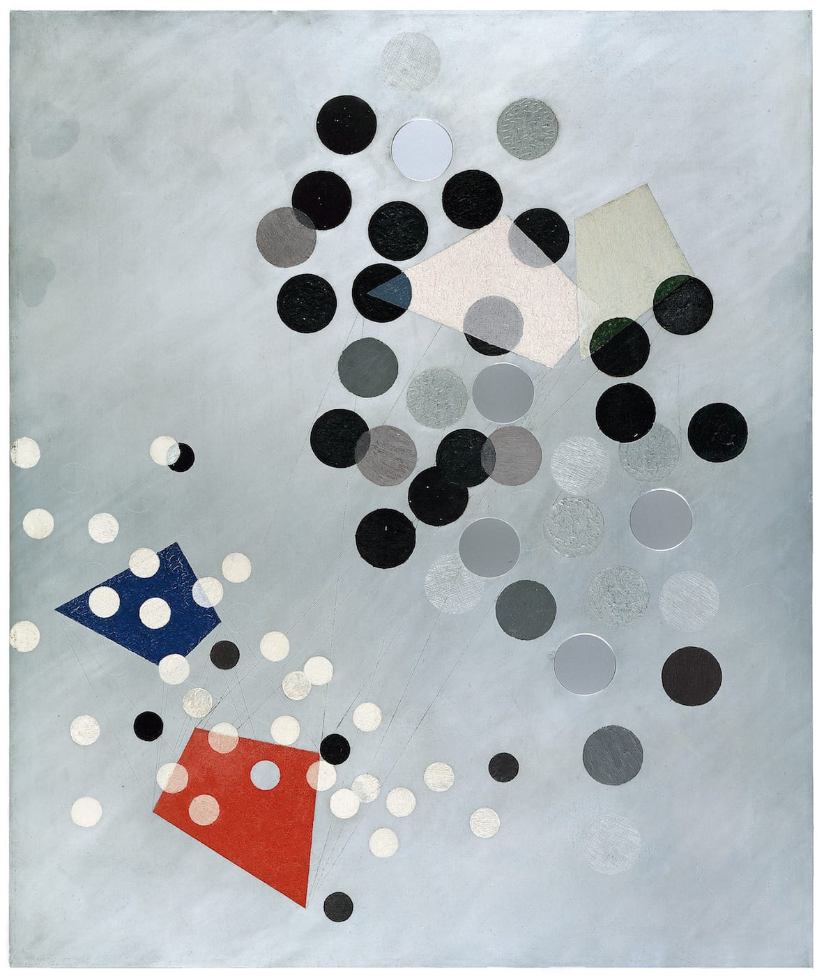 László Moholy-Nagy, "Construction AL6 (Konstruktion AL6)" (1933–34), oil and incised lines on aluminum, 60 × 50 cm (courtesy IVAM, Institut Valencià d’Art Modern, Generalitat, © 2016 Hattula Moholy-Nagy/VG Bild-Kunst, Bonn/Artists Rights Society (ARS), New York)