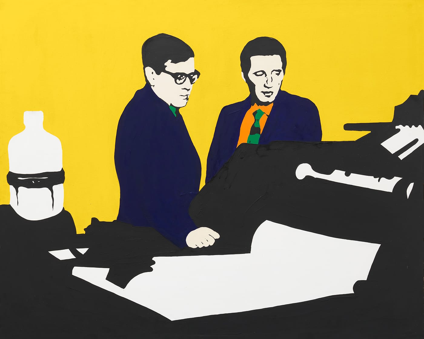 Rosalyn Drexler, "Men and Machines I" (1965), collection of Gilbert and Doreen Bassin (© 2016 Rosalyn Drexler / Artists Rights Society [ARS], New York and Garth Greenan Gallery, New York)