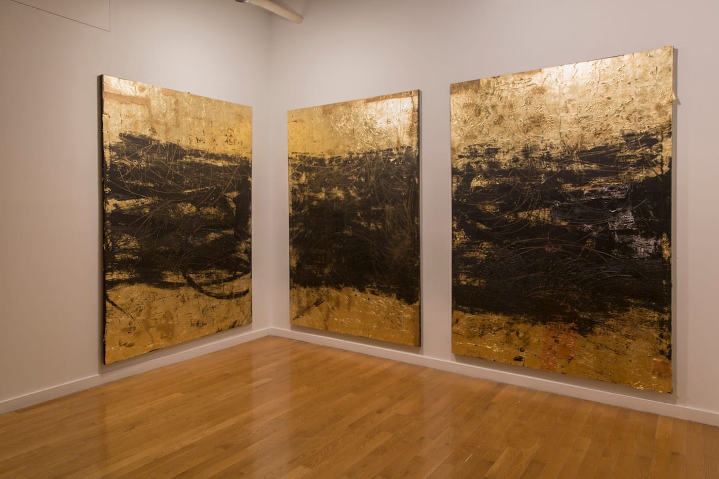 Hyon Gyon, "Harlem Gold 1, 2, and 3" (all 2015)