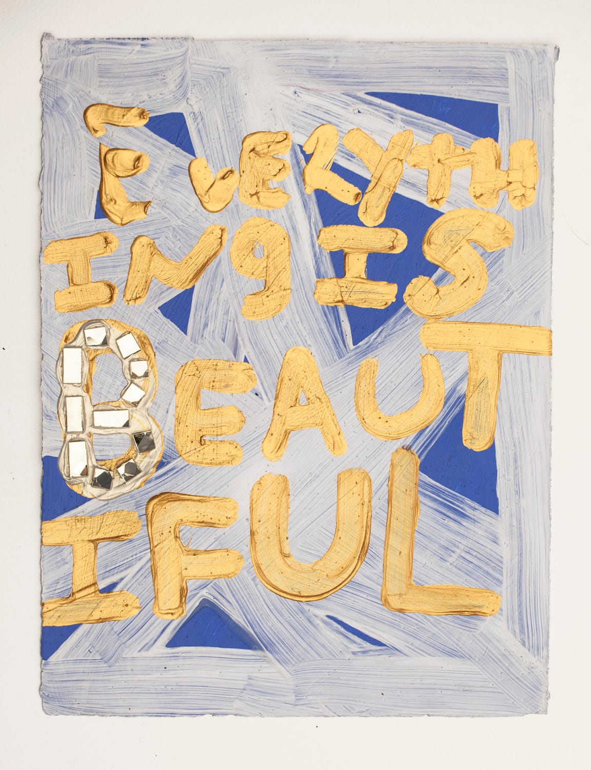 Samuel Jablon, "Everything is Beautiful" (2015), acrylic and glass tile on paper, 15 x 11 in