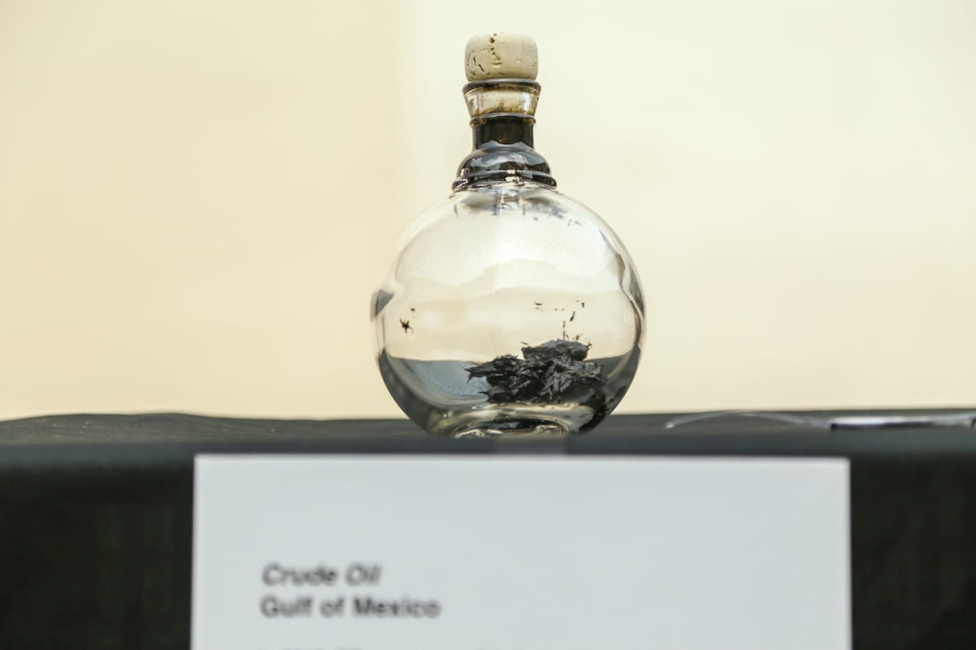 Genuine oil from the US Gulf Coast following BP's Deepwater Horizon disaster, included in the "History of BP in 10 Objects" guerrilla exhibition, staged in April at the British Museum (photo by Diana More)