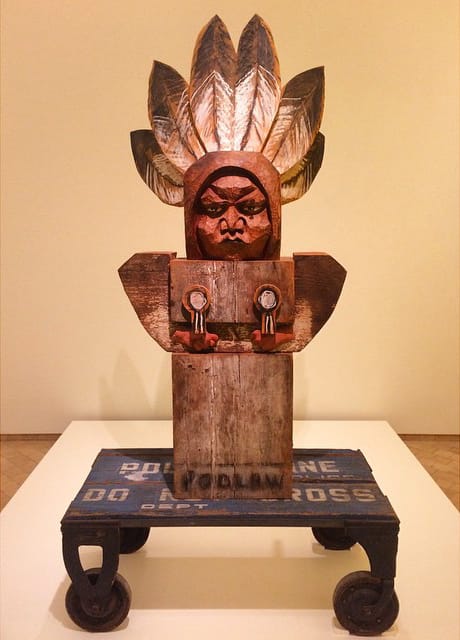 Marisol, "“Horace Poolaw” (1993) (photo by Benjamin Sutton/Hyperallergic)
