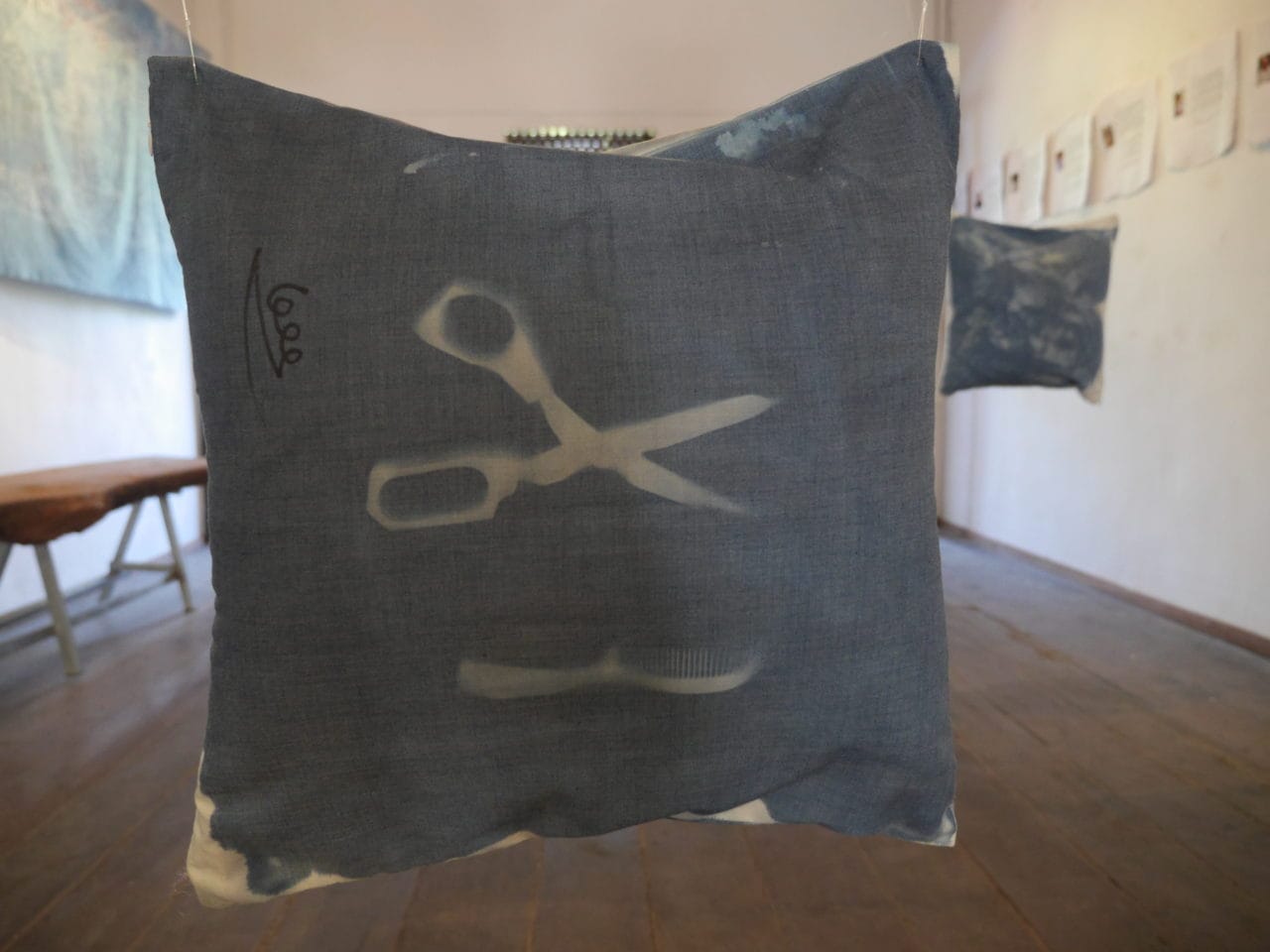 Installation detail of Chea Nik's pillow. 