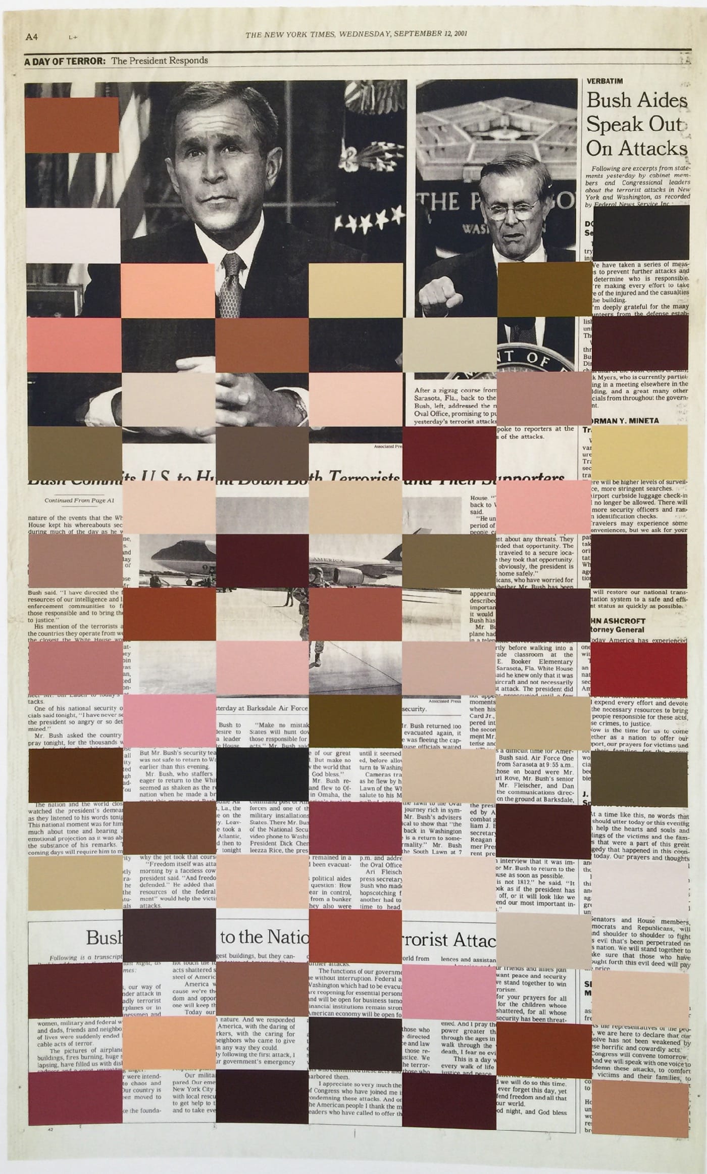 DOUG ASHFORD “Next Day (New York Times, pages A1-A28)” (2015-2016), paper size 37” by 23” archival inkjet prints.