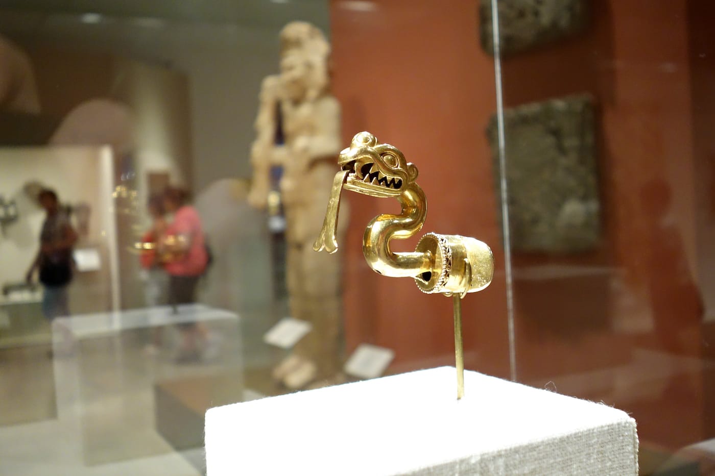 Labret, Serpent with Articulated Tongue (Aztec, 13th-early 16th century), gold