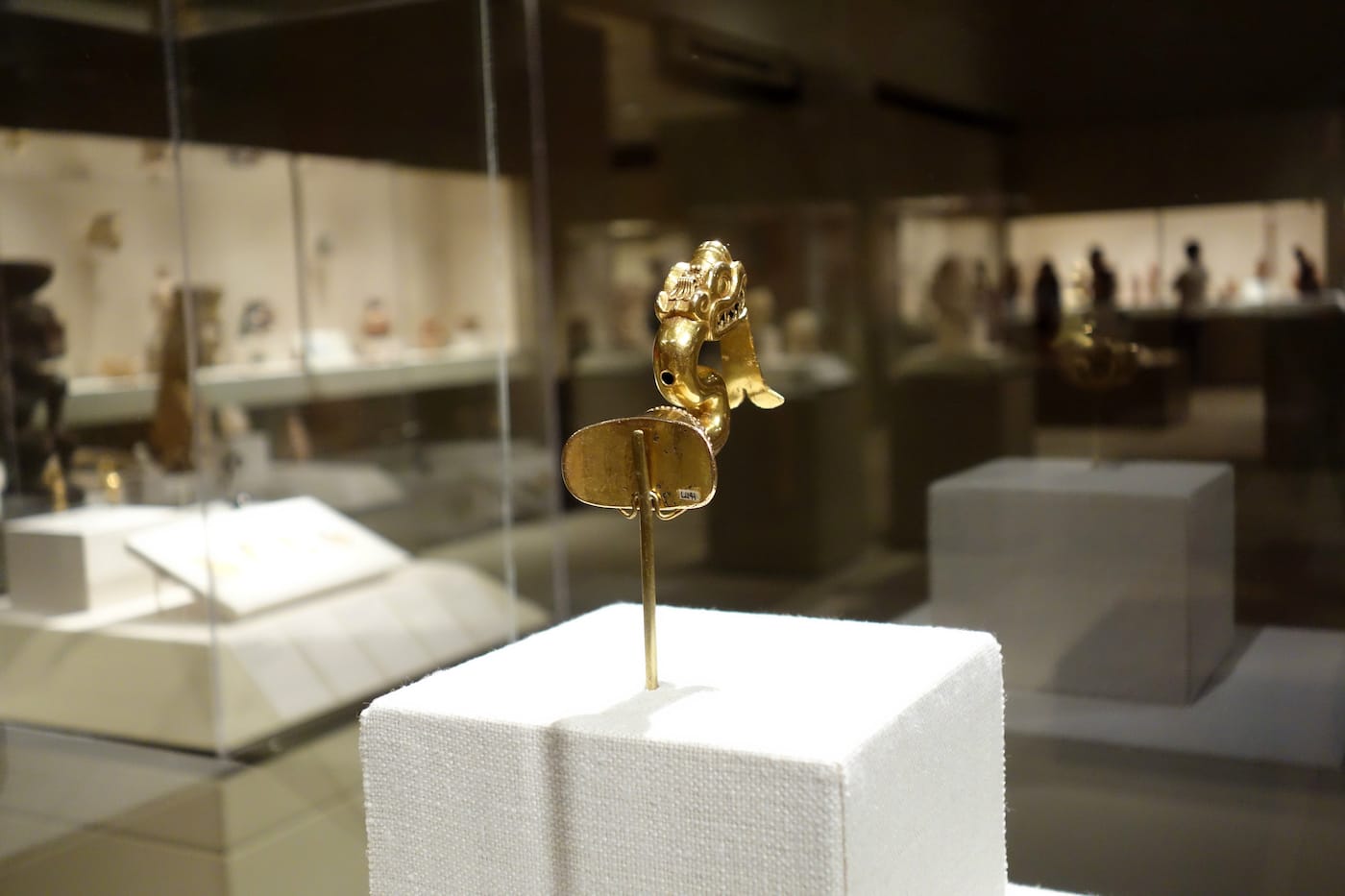 Labret, Serpent with Articulated Tongue (Aztec, 13th-early 16th century), gold