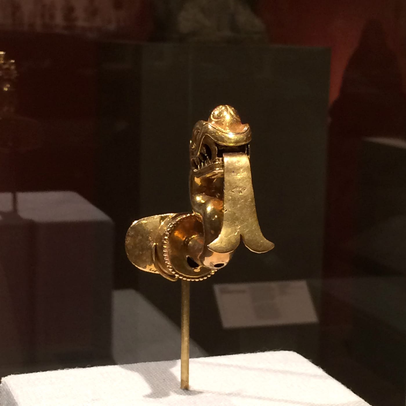 Labret, Serpent with Articulated Tongue (Aztec, 13th-early 16th century), gold