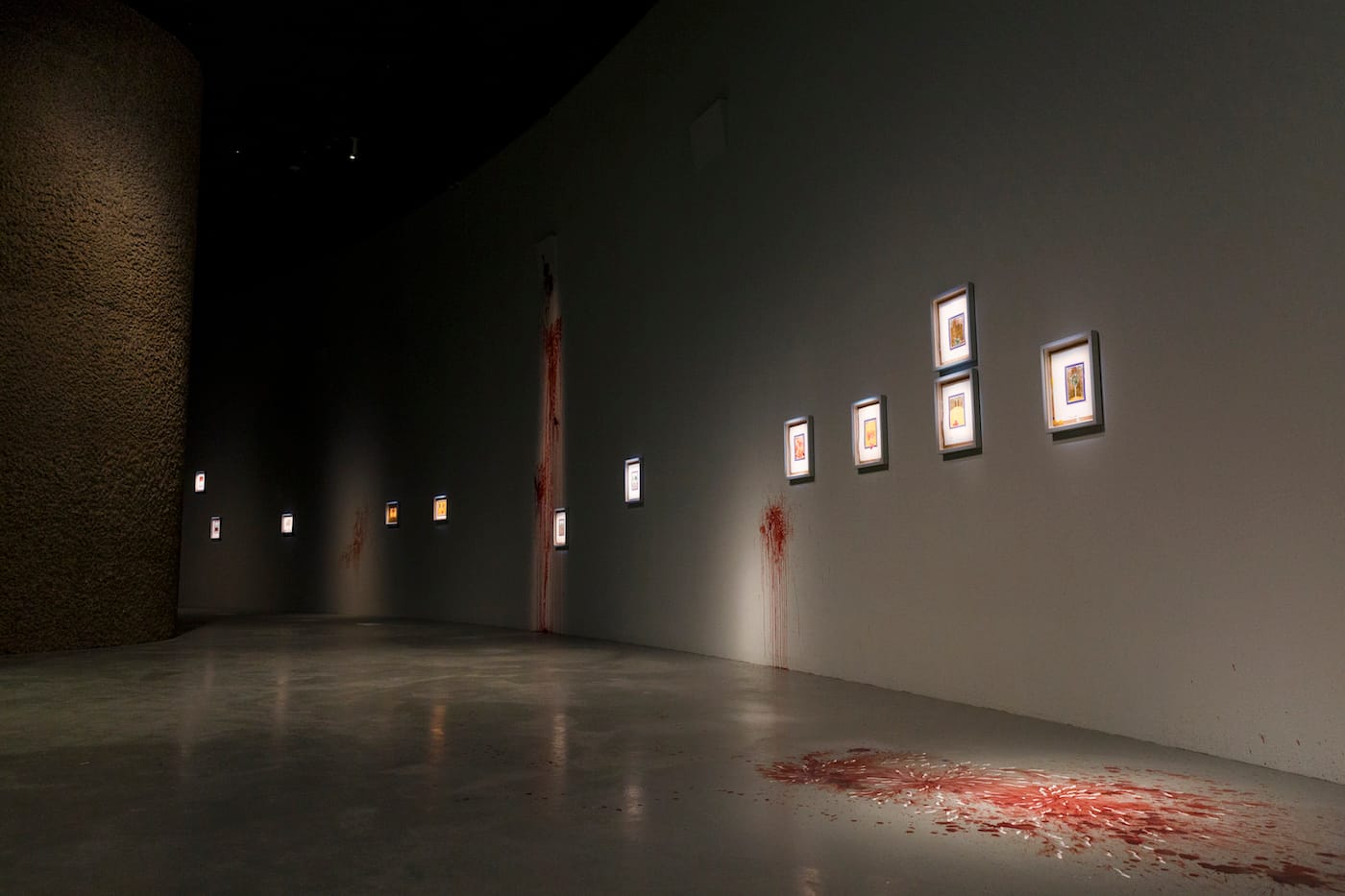 LONDON, ENGLAND - FEBRUARY 17: Imran Qureshi: Where the Shadows are so Deep installation images at The Curve at Barbican Centre on February 17, 2016 in London, England. (Photo by Tristan Fewings/Getty Images for The Barbican Art Gallery)