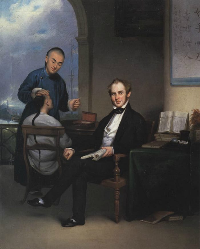 Guan Qiaochang Lamqua's portrait of Peter Parker (1840s) (via Wikimedia)