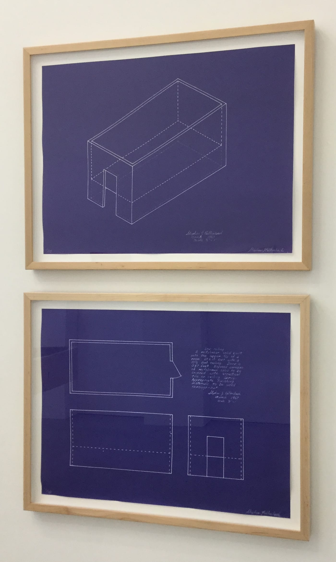 Stephen Kaltenbach, "Low Ceiling" (1968–2010), two blueprints, edition 1 of 10, 20 1/2 x 27 in