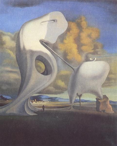 Salvador Dalí, "The Architectural Angels of Millet" (1933) (click to enlarge)