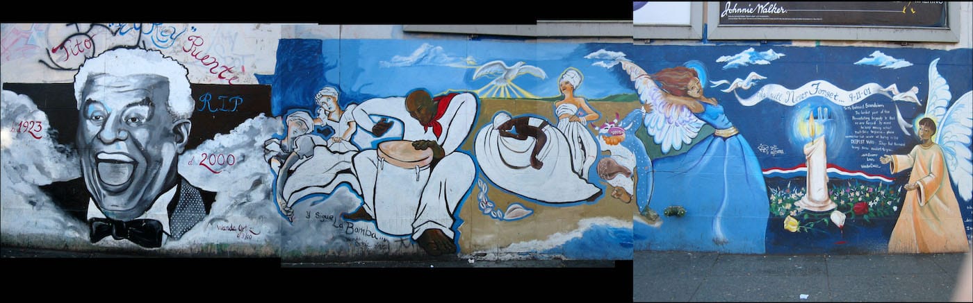 Wanda Raimundi-Ortiz, "Homage to Tito Puente / Y Sigue la Bomba / We Will Never Forget 9/11," 50 x 12 ft (© Wanda Raimundi-Ortiz, courtesy the artist)