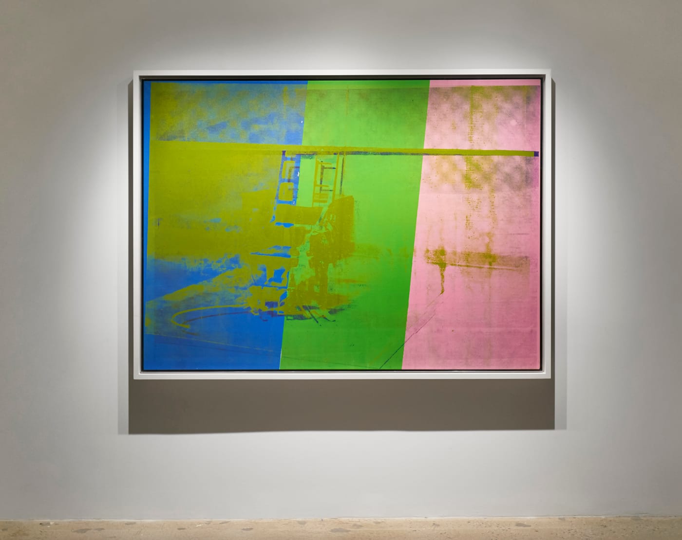 Andy Warhol, "Big Electric Chair" (1967–68), acrylic and silkscreen ink on canvas, 54 x 74 in