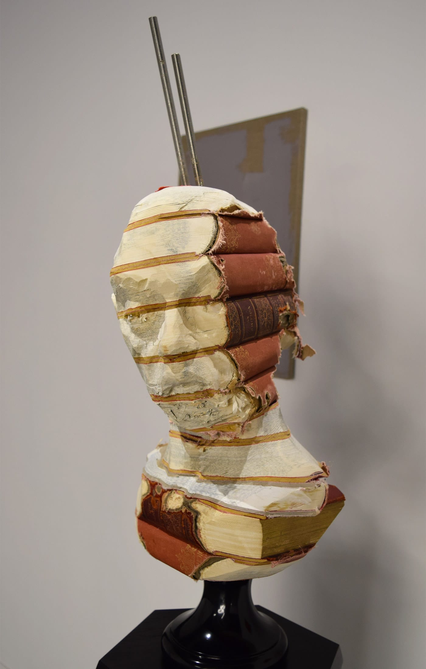 Wim Botha, "Untitled (Witness 18 a)" (2014), encyclopedias, wood, stainless steel