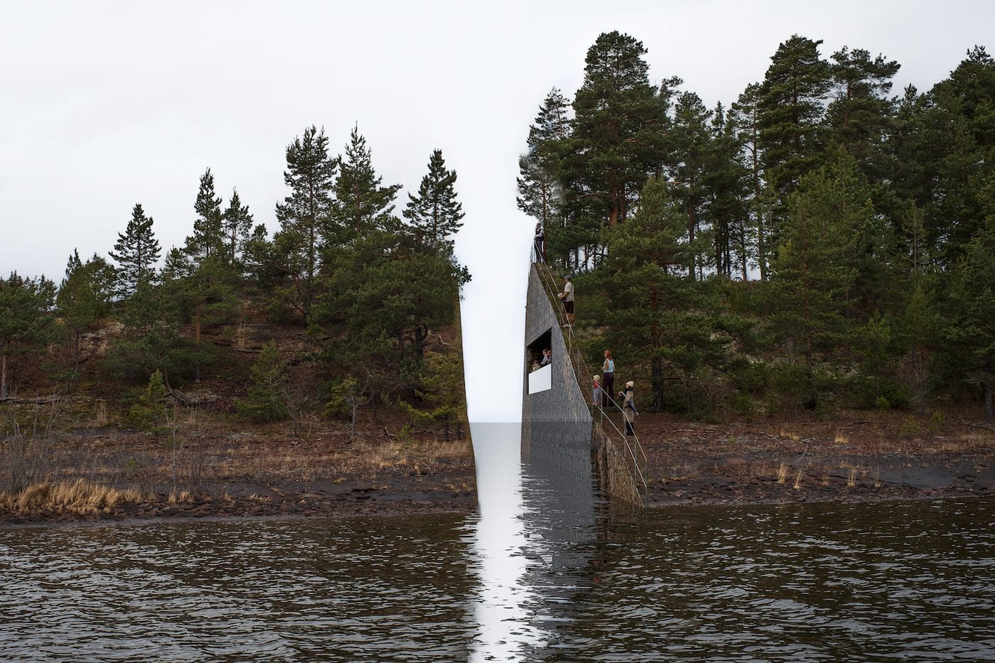 Rendering of Jonas Dahlberg, "22 July Memorial at Sørbråten" (all images courtesy Jonas Dahlberg Studio)