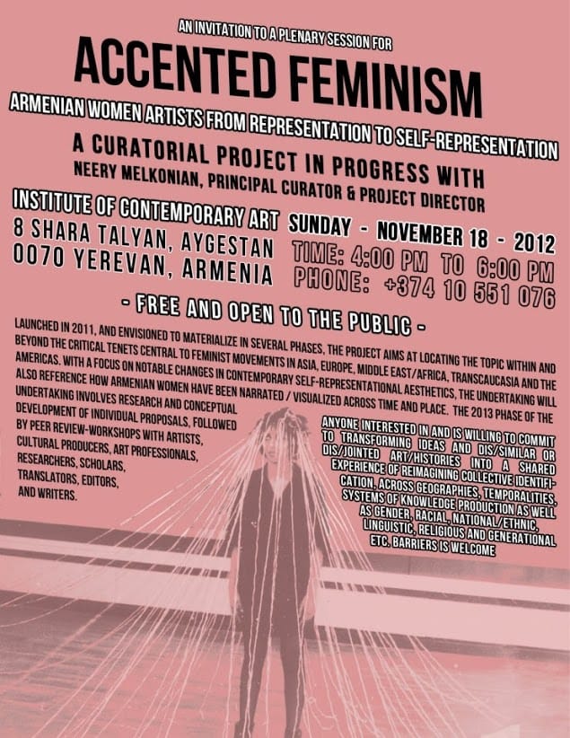 Announcement for Neery Melkonian's 'Accented Feminism' project