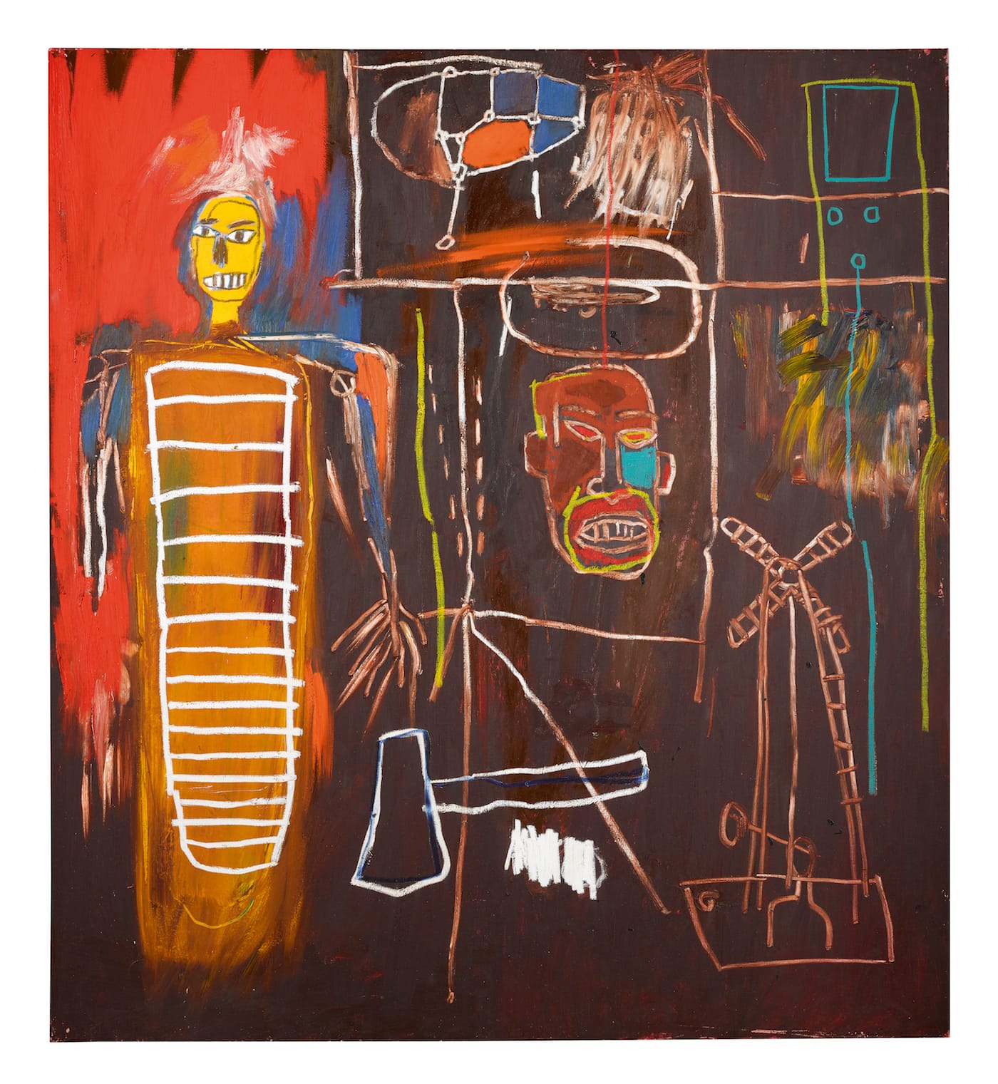 Jean-Michel Basquiat, "Air Power" (1984), selling for £2.5-3.5m (~$3.3-4.7m USD) (all images courtesy Sotheby's)