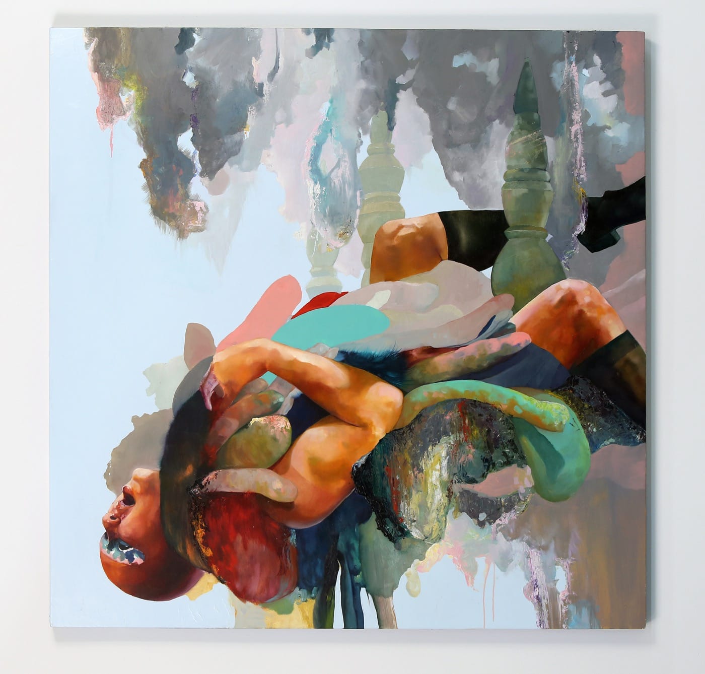 David Antonio Cruz, bybeingcarefulofthecompanyyoukeep, 2016 Oil on wood panel, 48 x 48 in (Courtesy&nbsp;the Artist and&nbsp;Gateway Projects)