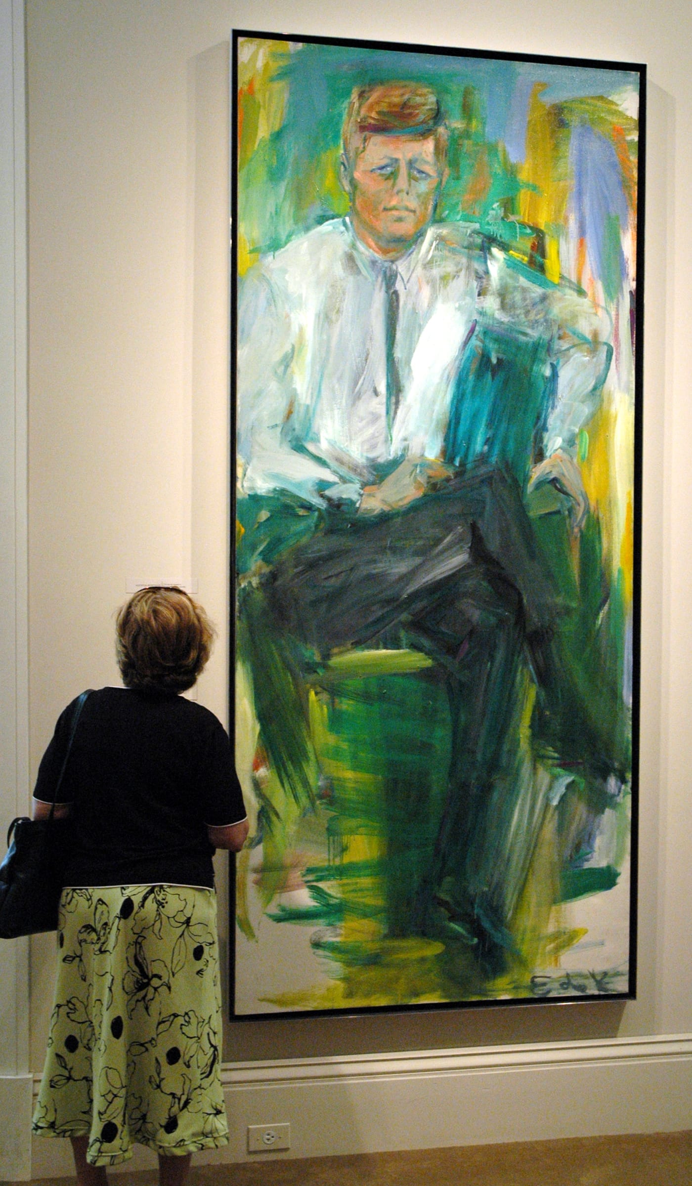 Elaine de Kooning, "John F. Kennedy" (1963) (photo by Hrag Vartanian/Hyperallergic) (click to enlarge)