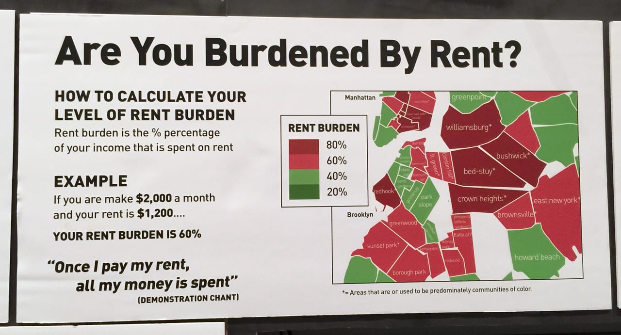 Detail, “A People’s Monument to Anti-Displacement Organizing” (2016), Collectively created by various artists. (Photo by author for Hyperallergic.) 