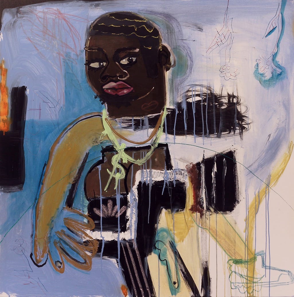 Jonathan Lyndon Chase / Cute N**ga in Basketball Shorts, 2016. acrylic on paper. 48 x 48 inches