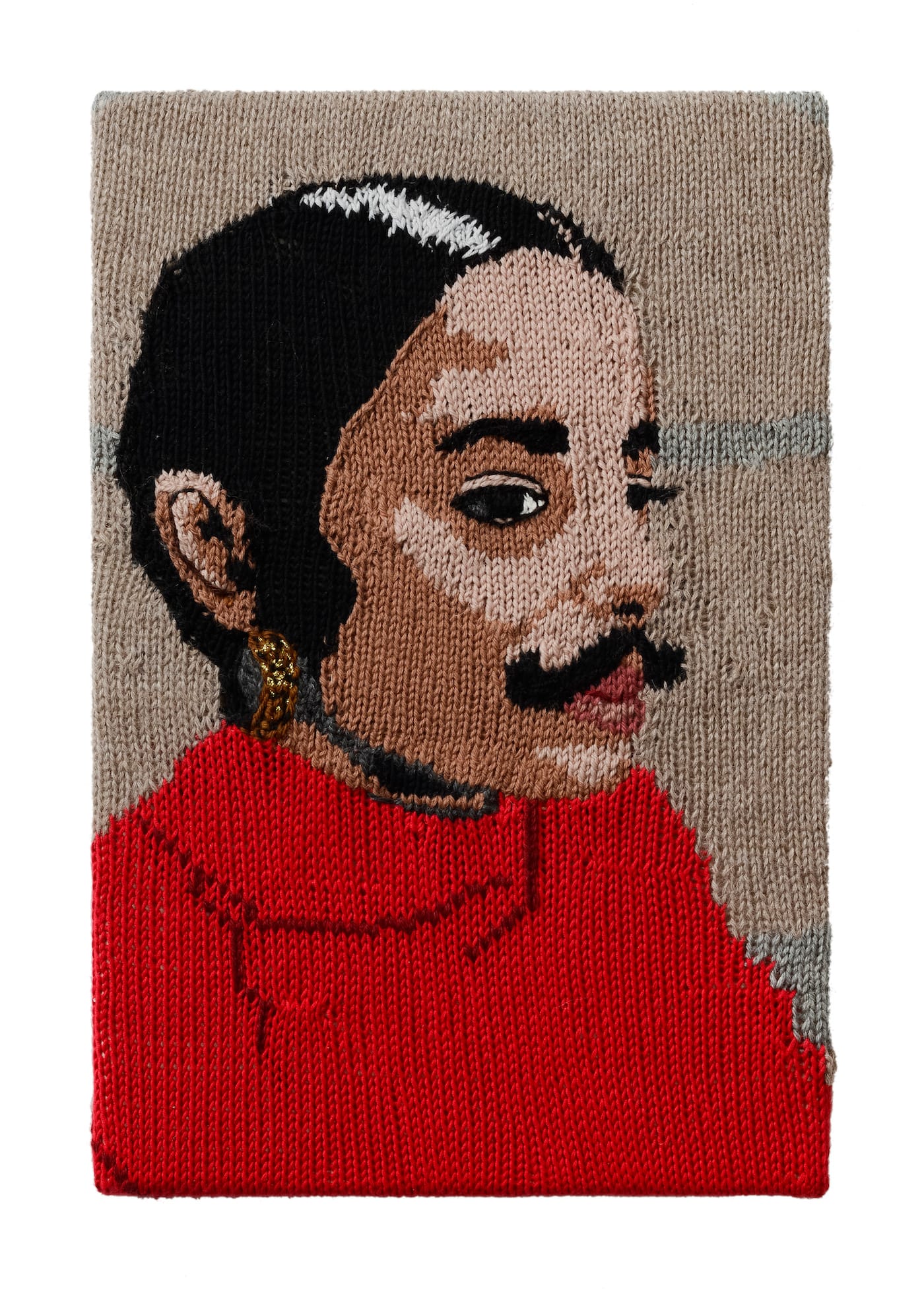 19.Kate Just, Feminist Fan #25 (Ana Mendieta, Untitled Facial Hair transplant, moustache, 1972), 2016 18 x 12 inches 
