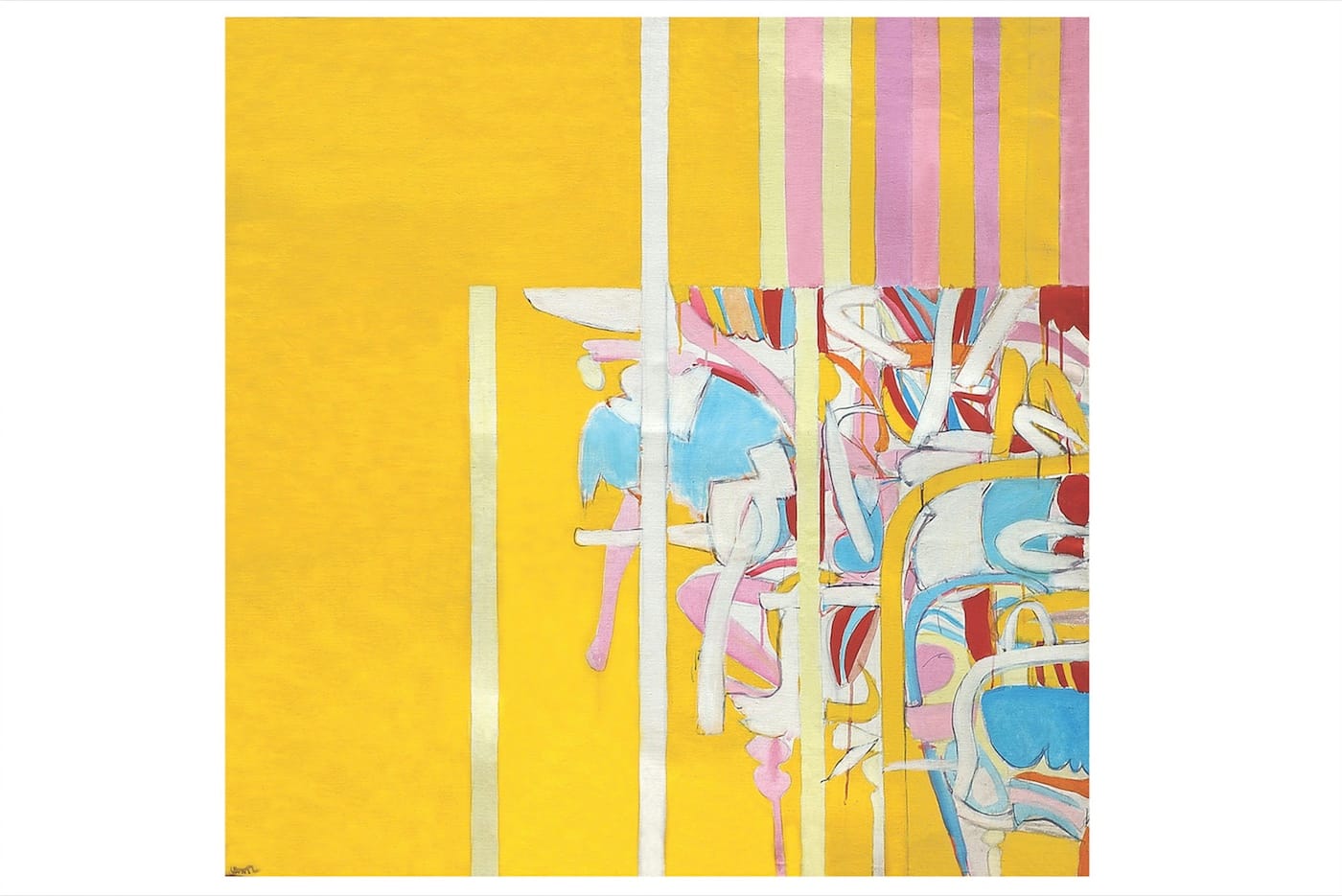 K. G. Subramanyan, "Ochre Room" (1967), acrylic on canvas, 48 x 48 in