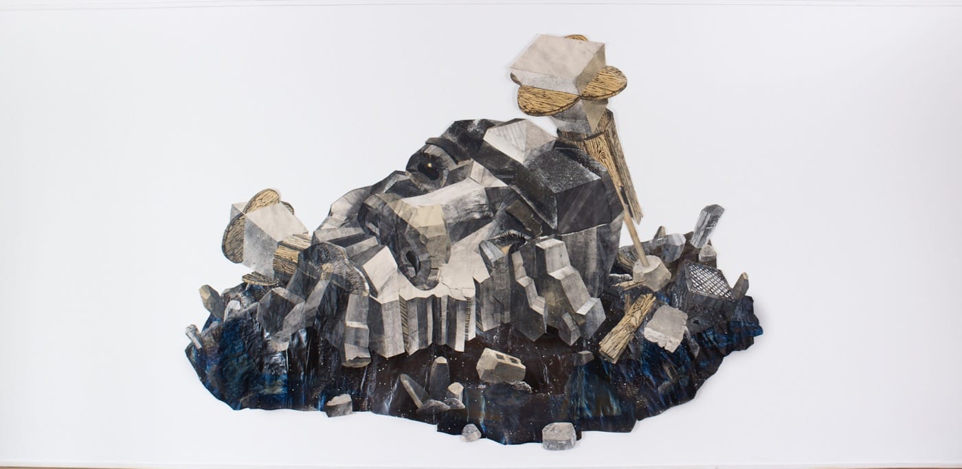 Yashua Klos, "The Face On Mars" (2009) Woodblock print, 204 x 144 in (Courtesy the artist and Tilton Gallery, New York)