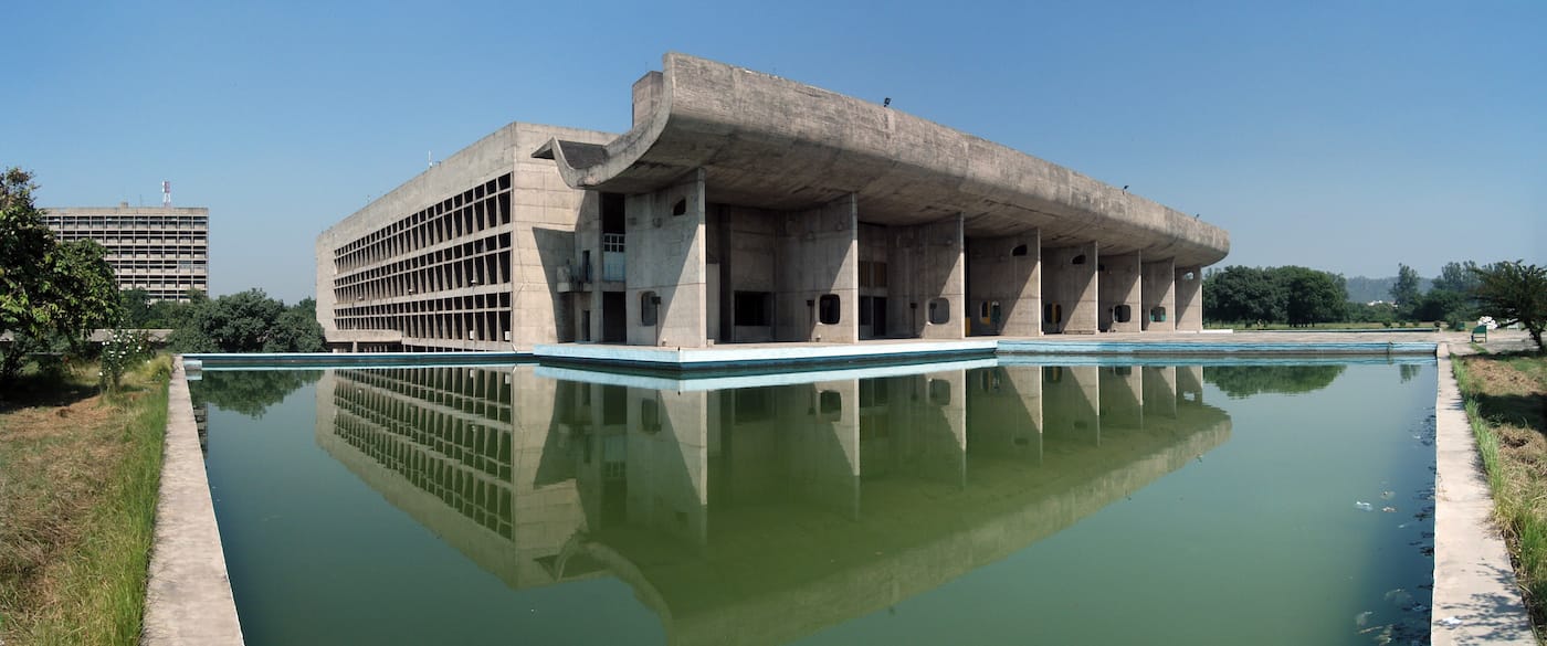 Assembly building in Chandigarh, India (photo by duncid/Wikimedia)