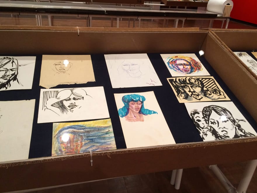 Installation view of 'José Montoya’s Abundant Harvest: Works on Paper/Works on Life' at the Fowler Museum (photo by the author for Hyperallergic)