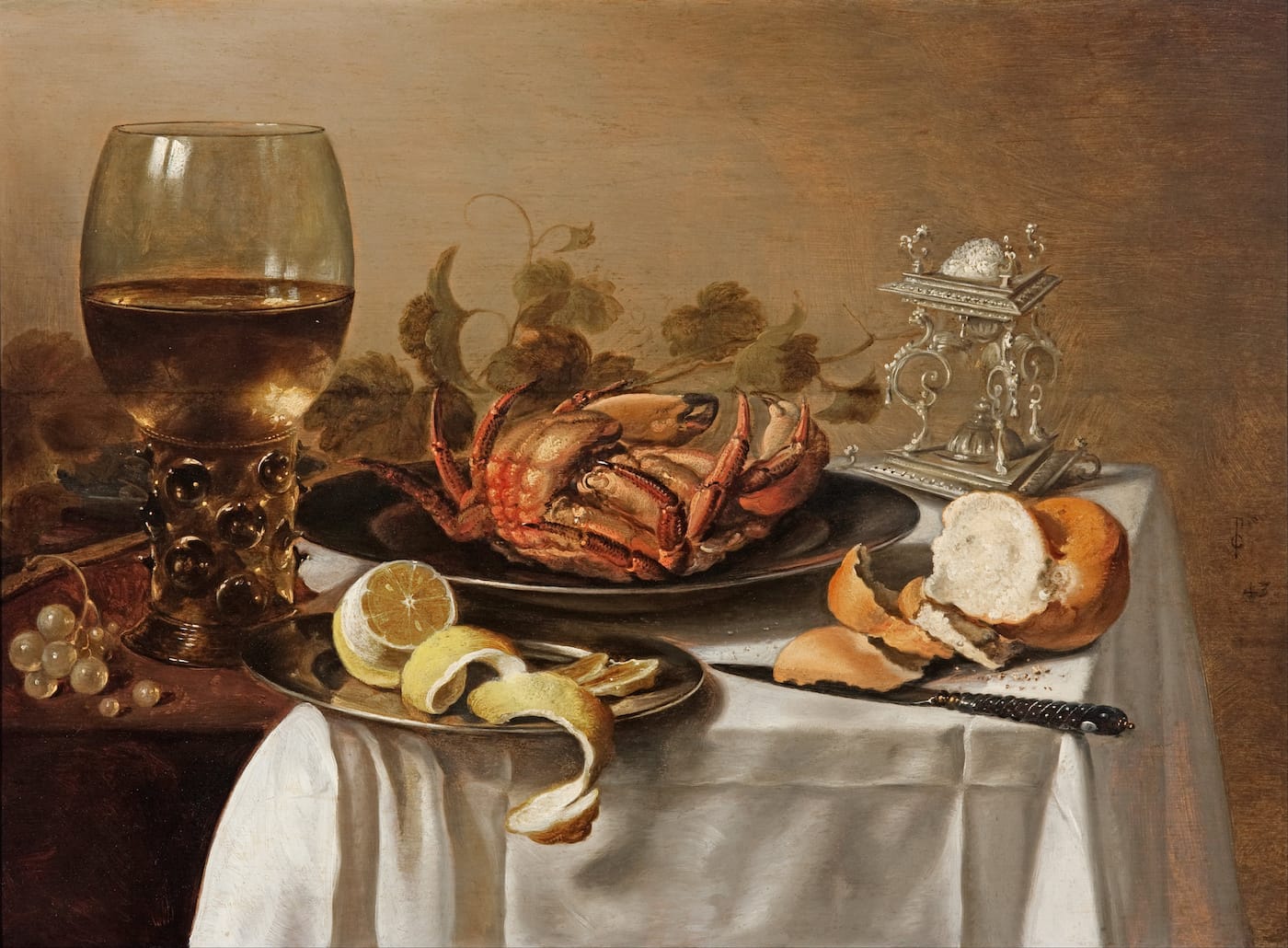 Pieter_CLAESZ._-_A_still_life_with_a_roemer,_a_crab_and_a_peeled_lemon_-_Google_Art_Project