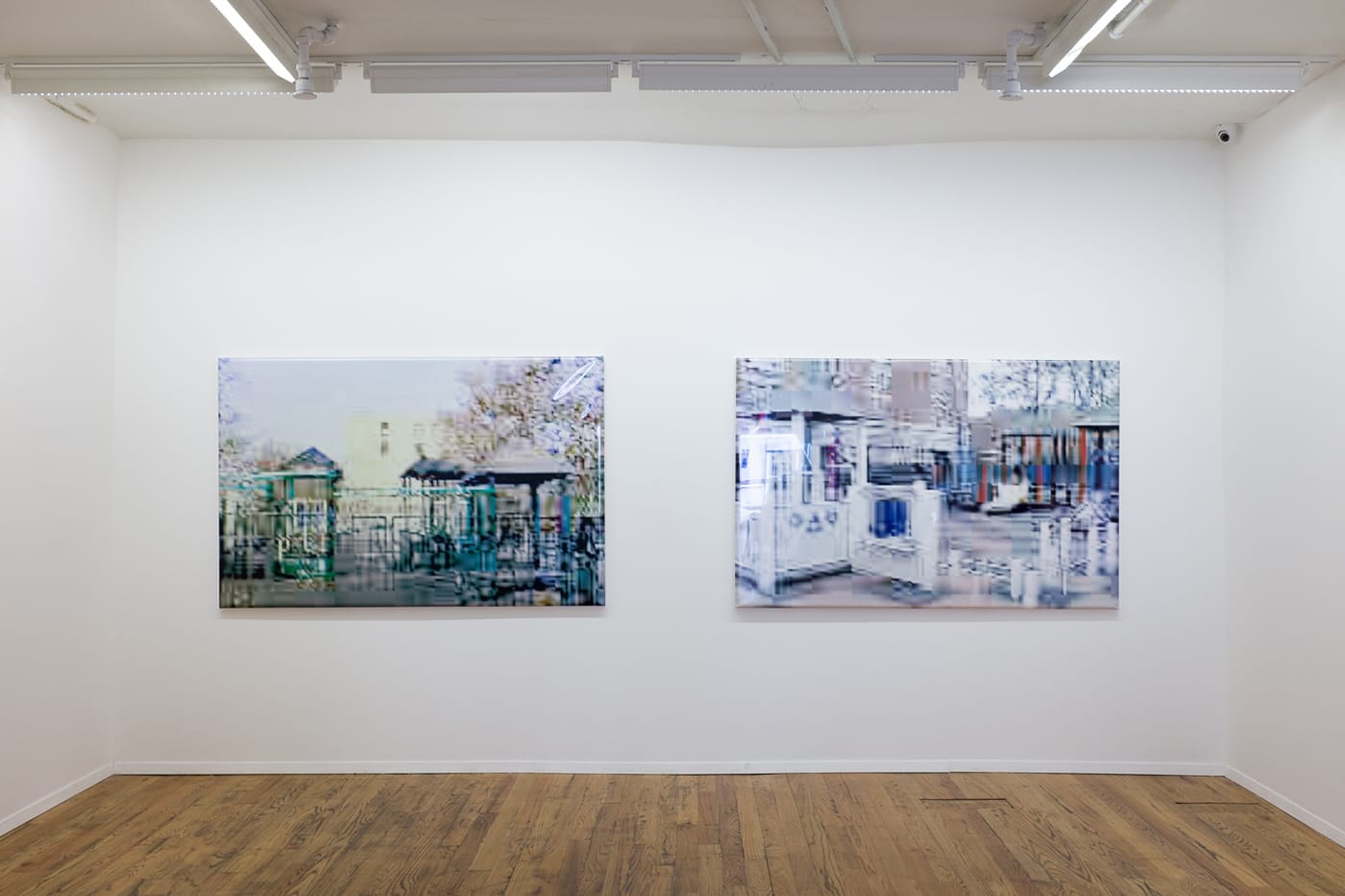 Olaf Rauh, "Playground #7" and "Playground #3" (2001) (photo by the author for Hyperallergic) (click to enlarge)