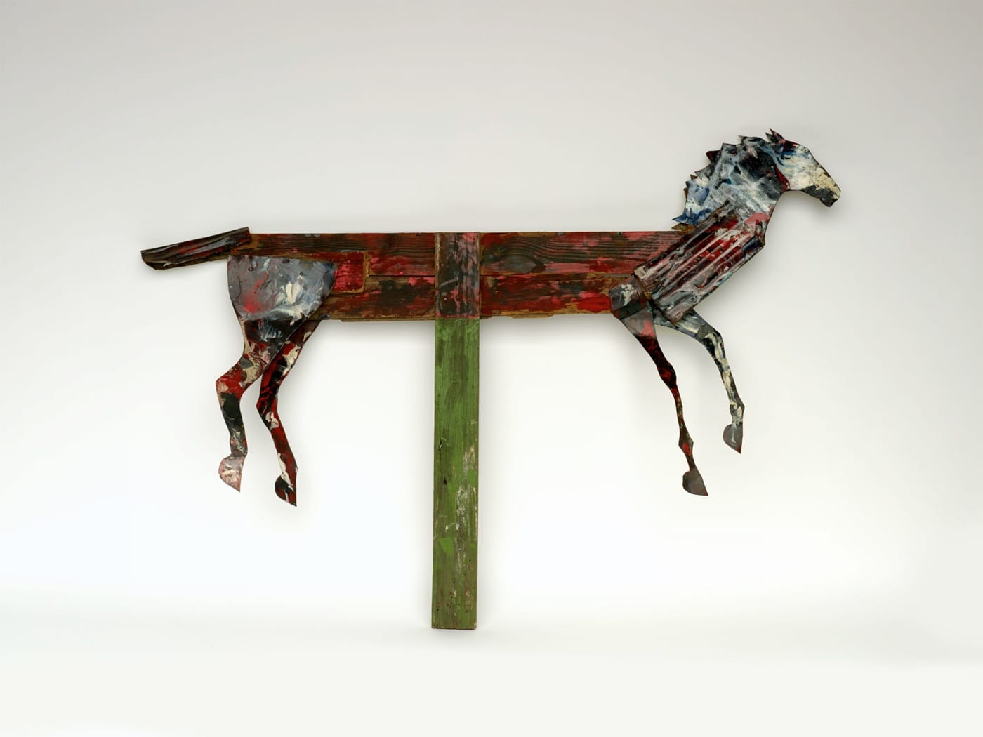 Ronald Lockett "Untitled (Horse)" (c. 1987) Paint on wood with cut tin and nails 41 x 58 x 3" Collection of Tinwood LLC, 