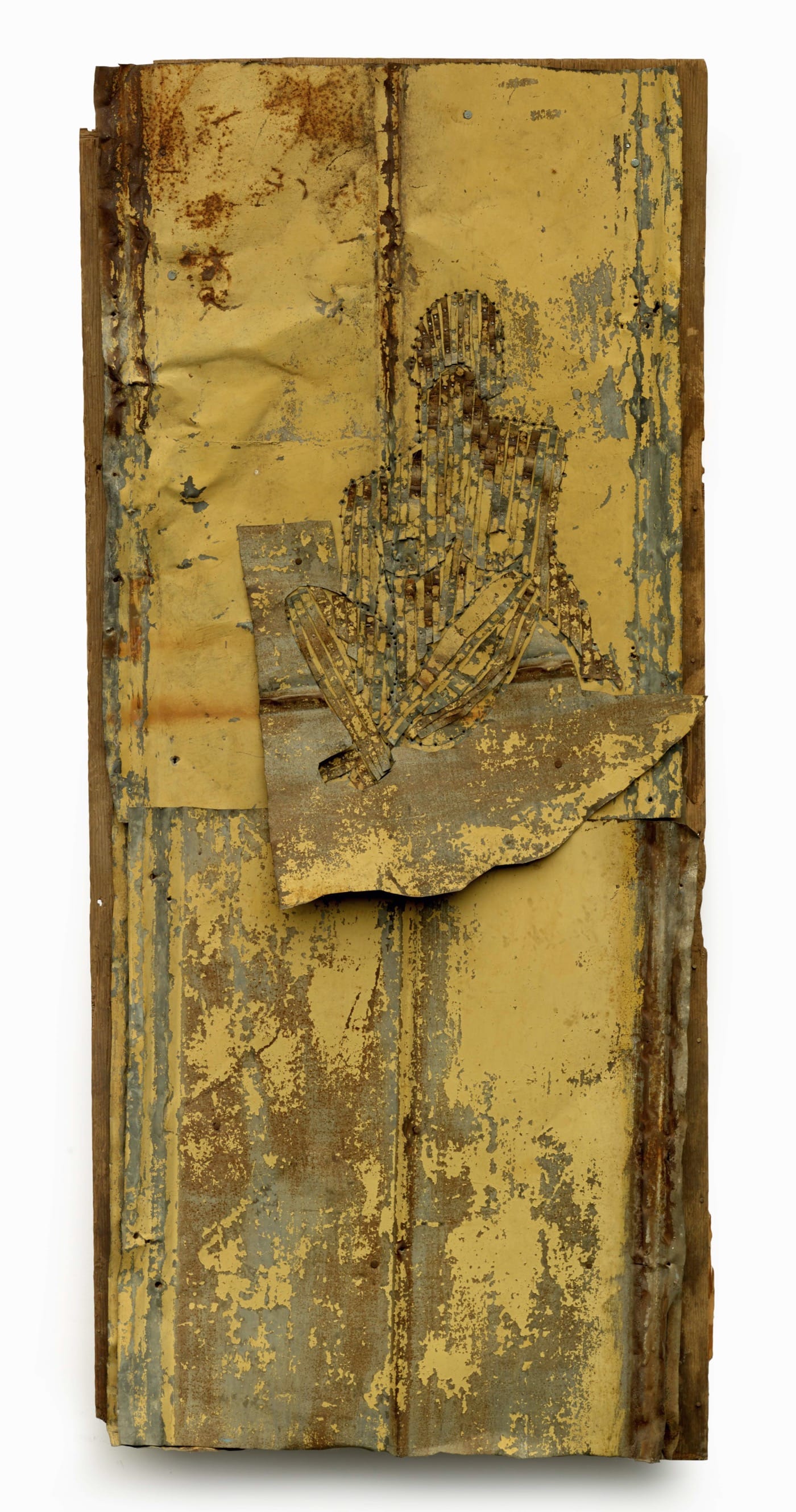 Fever Within Bessemer, Alabama 1995 Tin, colored pencil, and nails on wood 66 1/2 x 30 x 2" Collection of Souls Grown Deep Foundation, L2015.2.1 Photo by Stephen Pitkin / Pitkin Studio