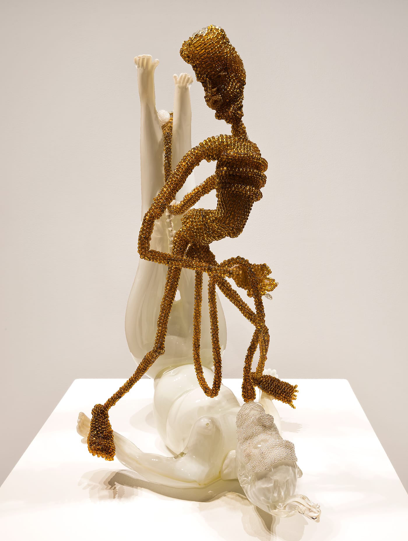 Joyce J. Scott, " Lewd #2" (2013 ), hand-blown Murano glass processes with beads, wire, and thread, 22 1/2 x 14 x 16 in (photo by Michael Koryta, courtesy Goya Contemporary) 