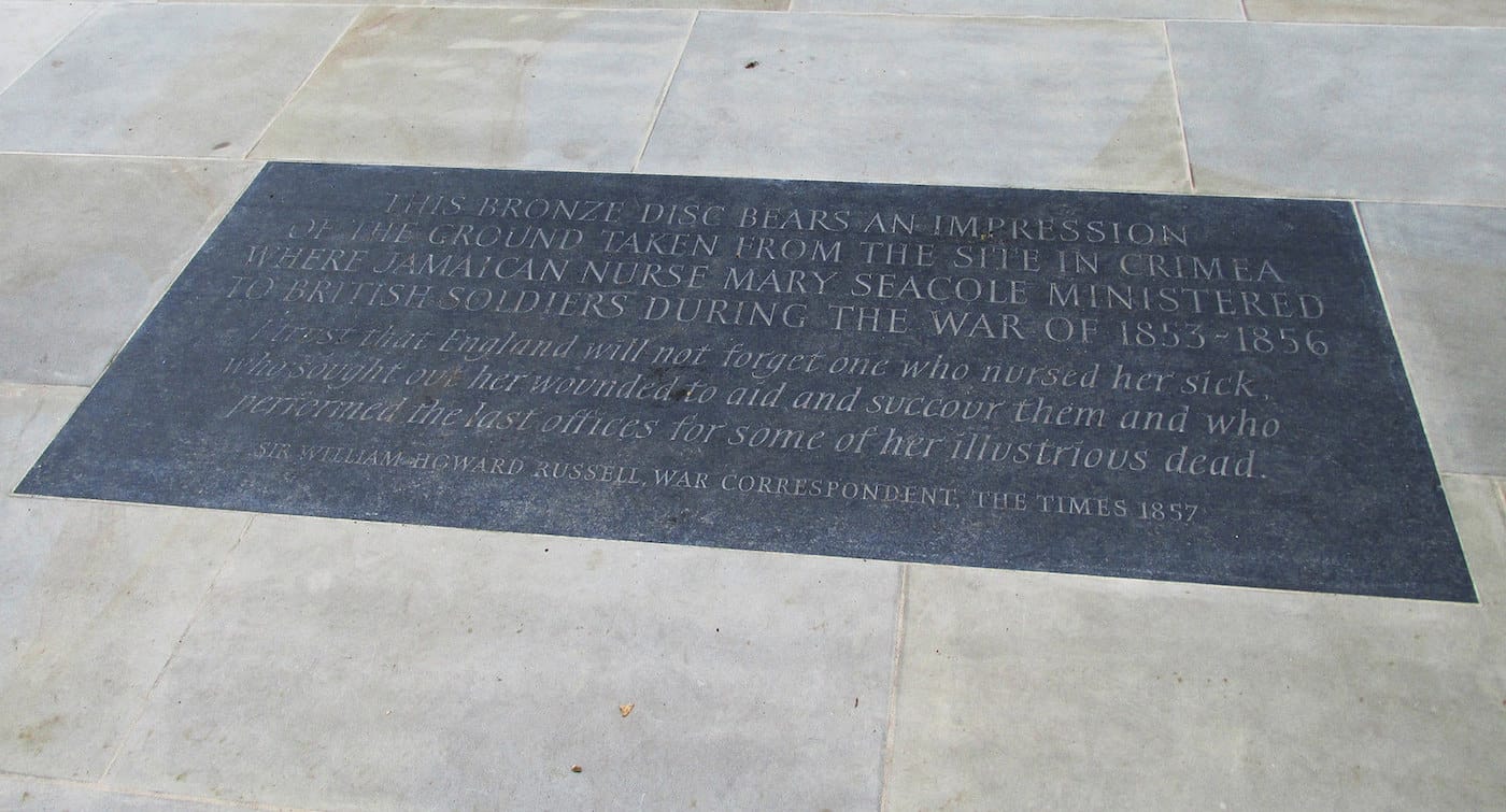 The plaque for the Mary Seacole statue in London (photo by David Holt/Flickr)