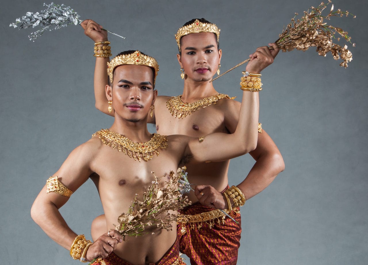 Photograph of two dancers from Natyarasa dance company. Photograph by Lim Sokchanlina. 