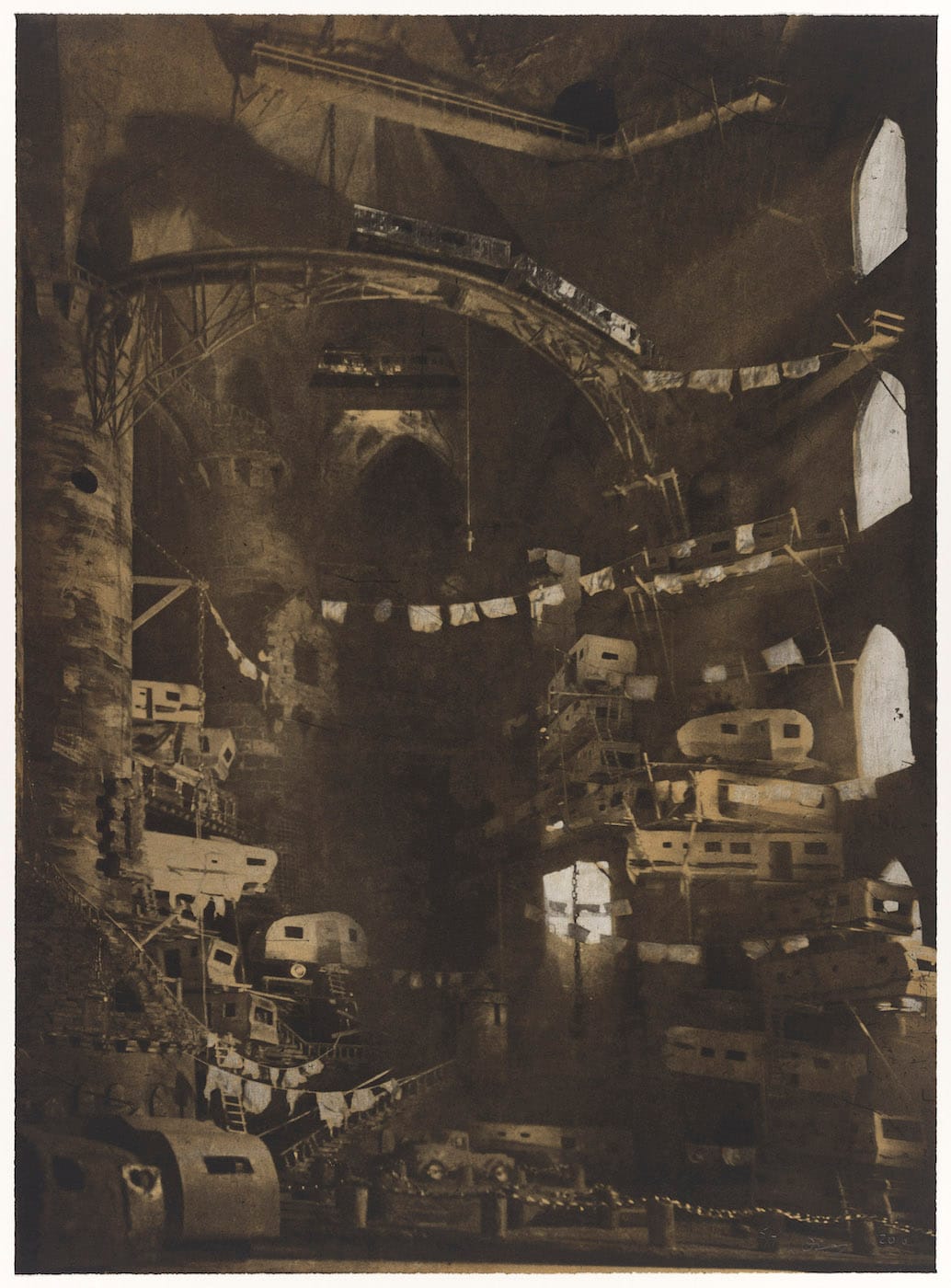 Lothar Osterburg, "Vaulted Trailer Park" (2010), photogravure on Somerset white (© Museum of Fine Arts, Boston)