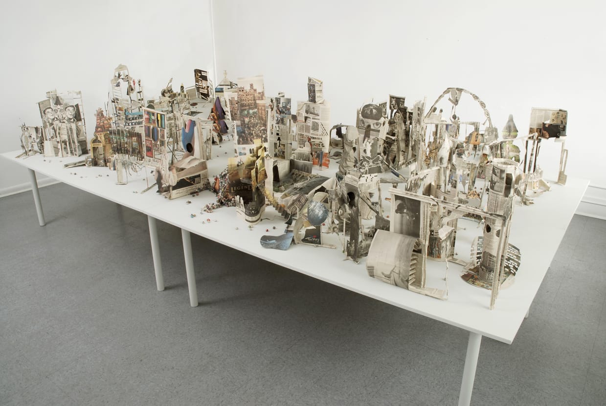 Johannes VanDerBeek, "Newspaper Ruined" (2008), mixed media, 42 x 96 x 192 in, edition 1 of 3