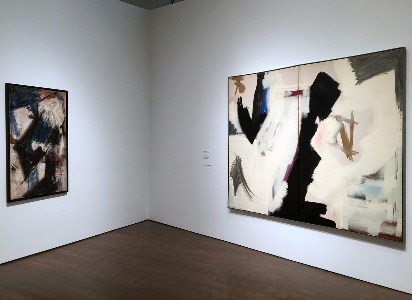 Two paintings by Judith Godwin, (left) "Martha Graham — Lamentation" (1956) and "Epic" (1959)